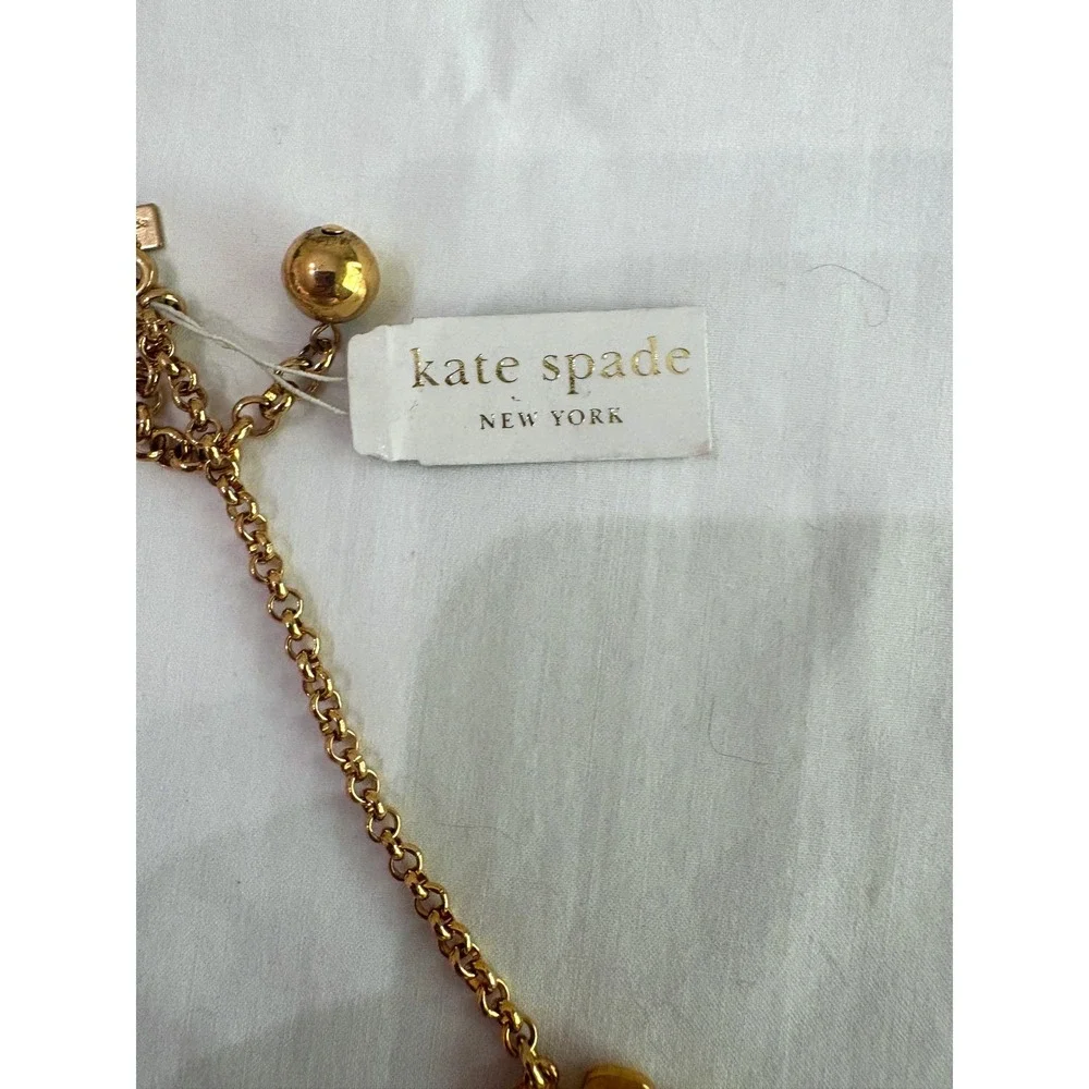 🆕 kate spade 12k Gold Plated Queen Bee Floral Double Bib Statement Necklace